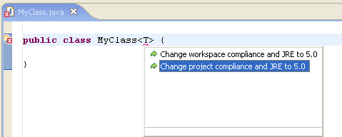 Quick fix to enable J2SE 5.0