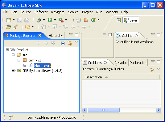 Created Java project in Workspace