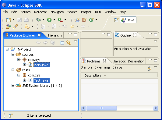 Created Java project in Workspace
