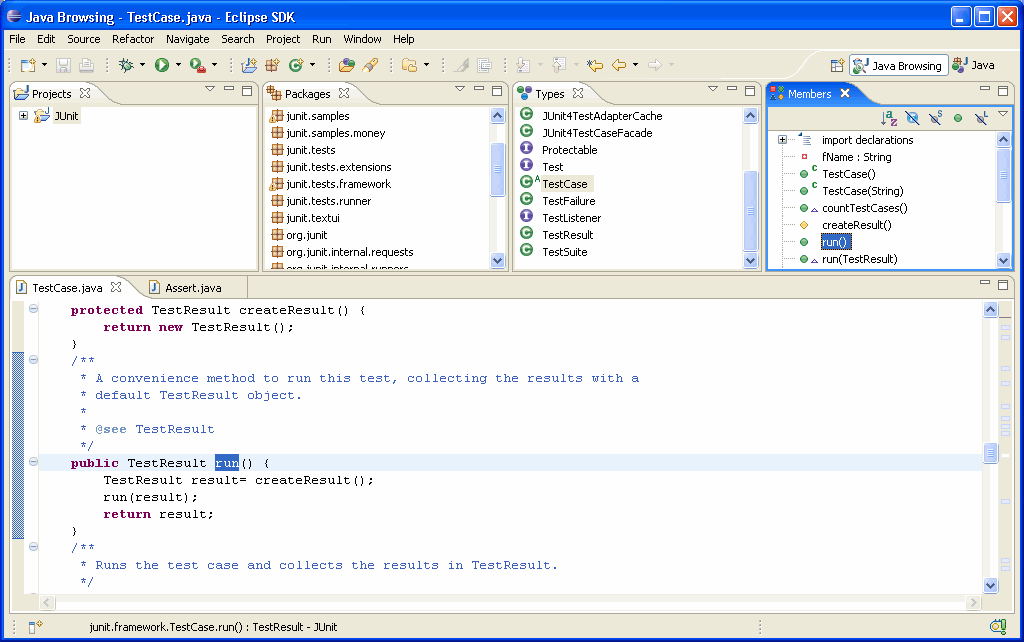 Java browsing perspective