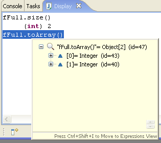 Pop-up containing fFull.toArray() expression