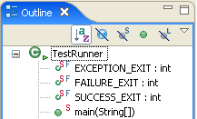 Outline view with selected TestRunner class
