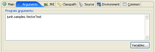 Arguments tab of the launch configuration dialog