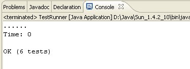 Console showing program output