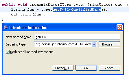 Introduce Indirection dialog