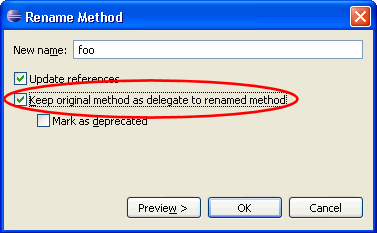 Checkbox for 'Keep original member as delegate to refactored member'