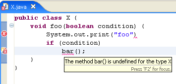 Java editor with syntax recovery
