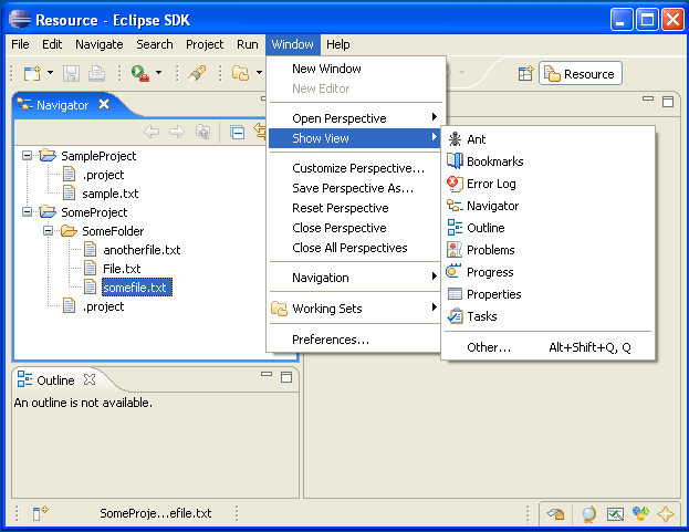 Show View menu