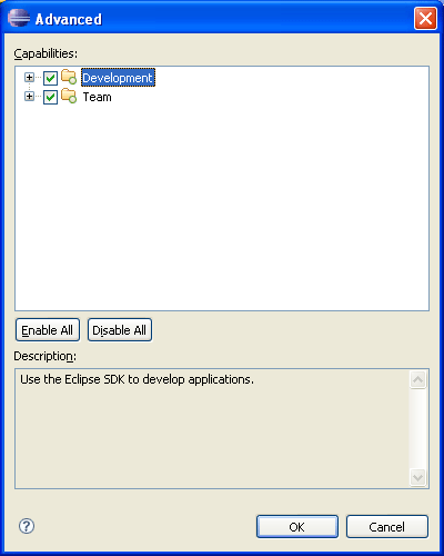 Image of advanced Capabilities Preference page dialog